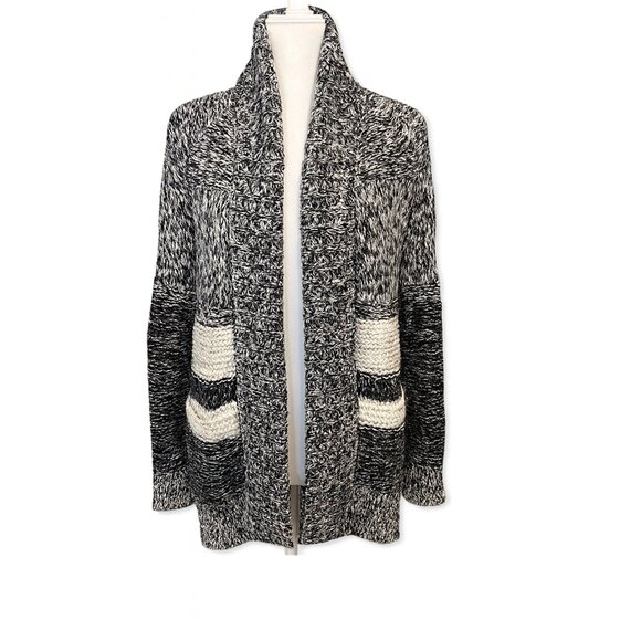 GAP Chunky Shawl Collar Cardigan Black White Gray XS - Picture 1 of 14